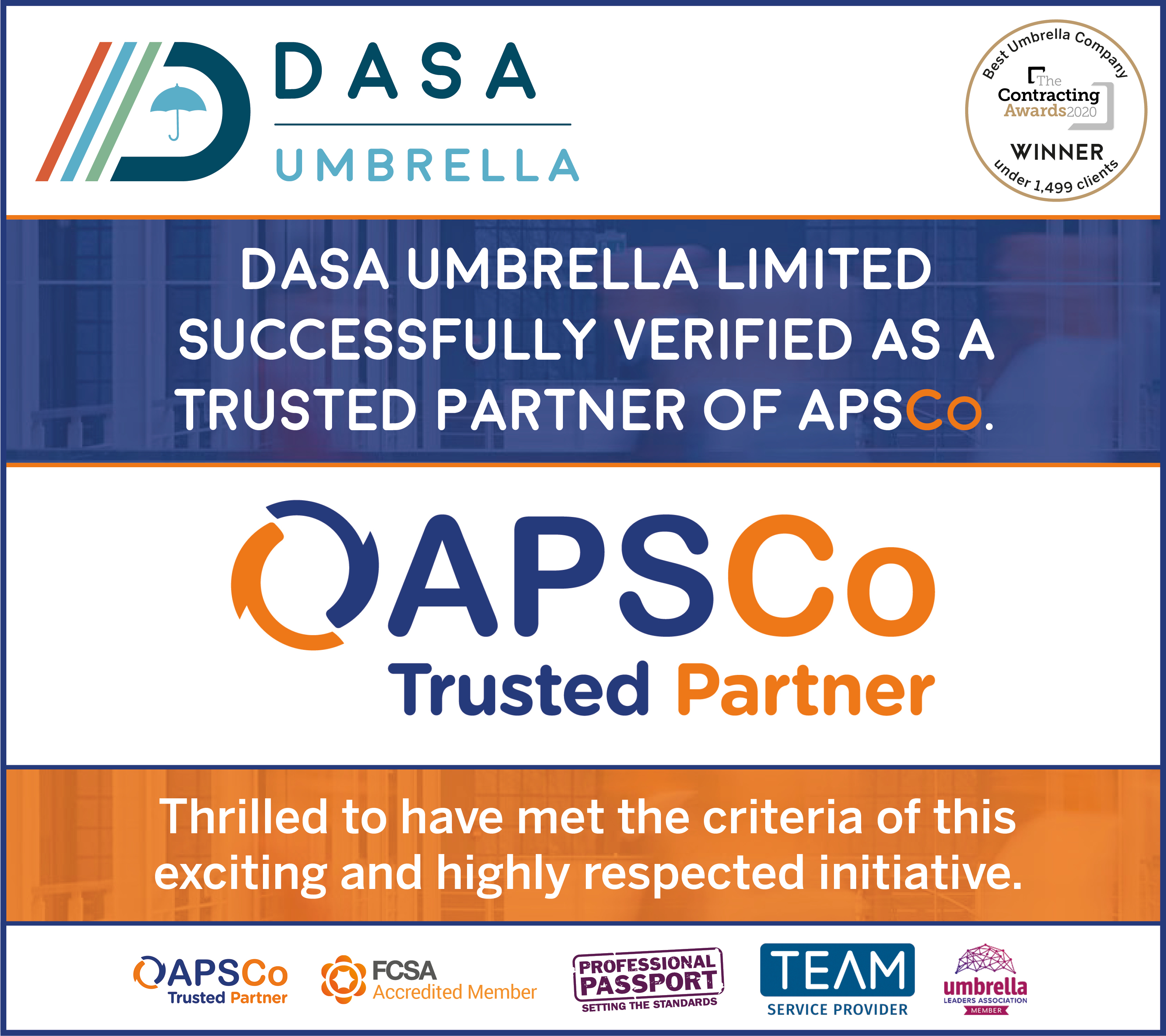 DASA Umbrella Approved as an APSCo Trusted Partner