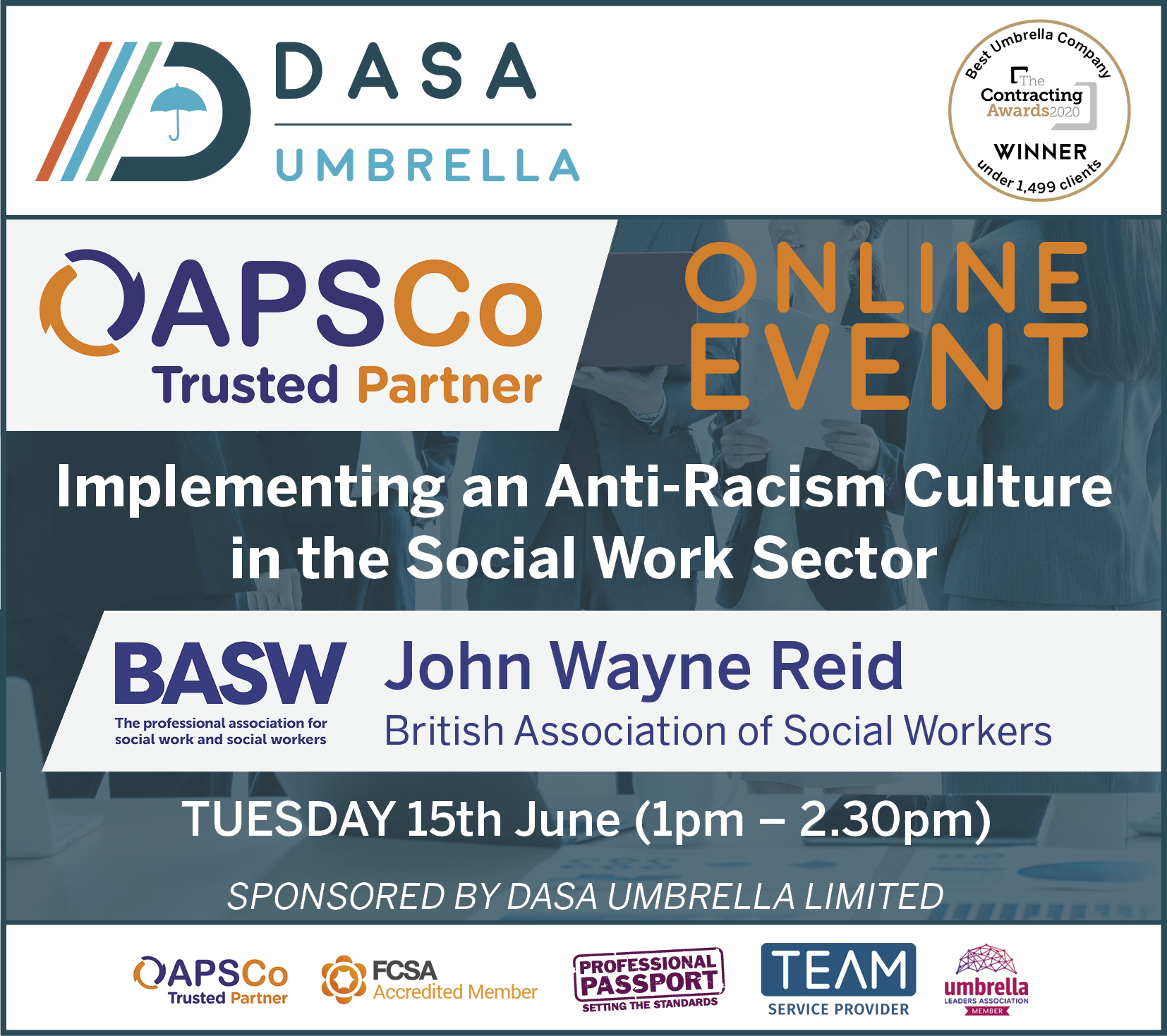 DASA Umbrella Sponsors APSCo In the Frame Event - Anti-Racism in the Social Work Sector